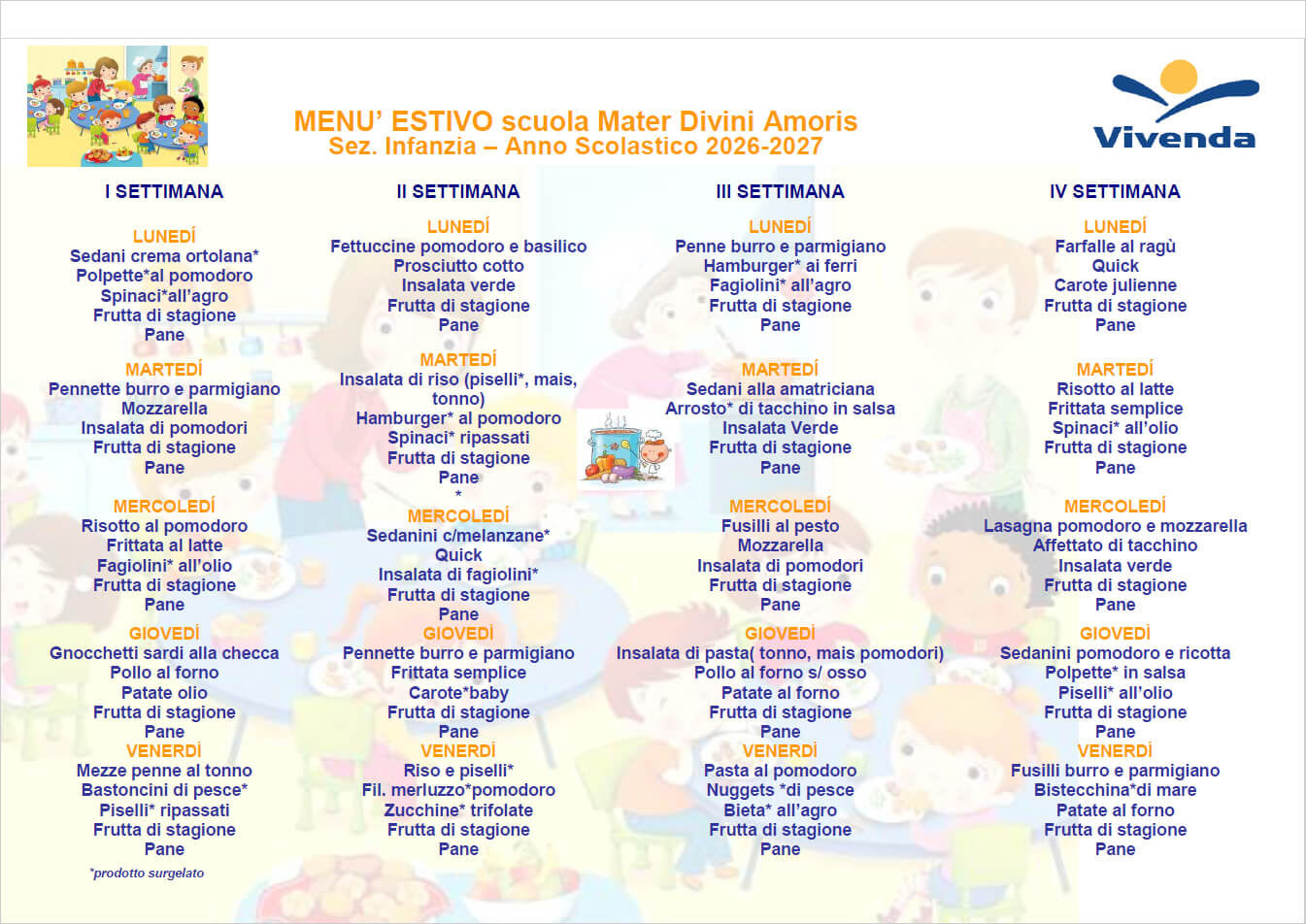 Clicca e Scarica il Menu Estivo Sezione Infanzia